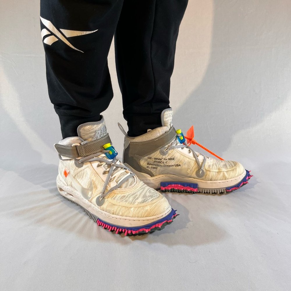 Mens 11 Nike Off-White x Air Force 1 Mid  Clear/White